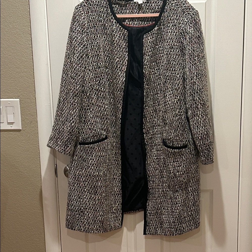 Charter Club Black and White Tweed Blazer / Duster